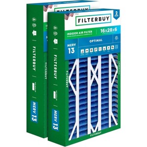 Filterbuy 16x28x6 Air Filter (2-Pack), Pleated MERV 13 Health Defense Replacement HVAC AC Furnace Filters for Aprile Space-Gard 401 / 2400 & Lennox - 1 of 4