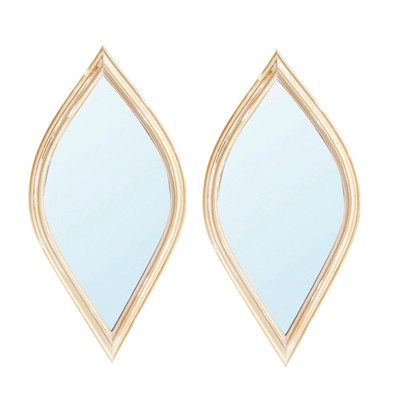 FONTOI 2PCS Retro Wall Mirror, Vanity Mirror, Decorative Mirror Wall Decor for Living Room, Cloakroom, Entryway, Gold, 0.6"*13"*6.5"