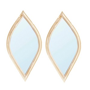 FONTOI 2PCS Retro Wall Mirror, Vanity Mirror, Decorative Mirror Wall Decor for Living Room, Cloakroom, Entryway, Gold, 0.6"*13"*6.5" - 1 of 4