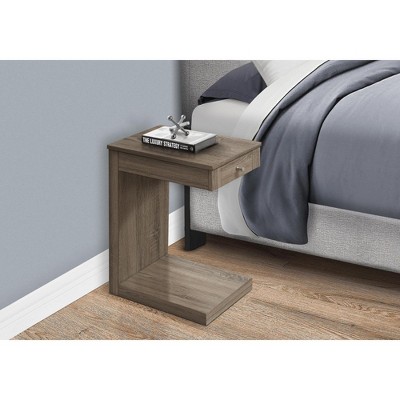 Dark Taupe Modern C-Shaped Snack Side Table with Storage