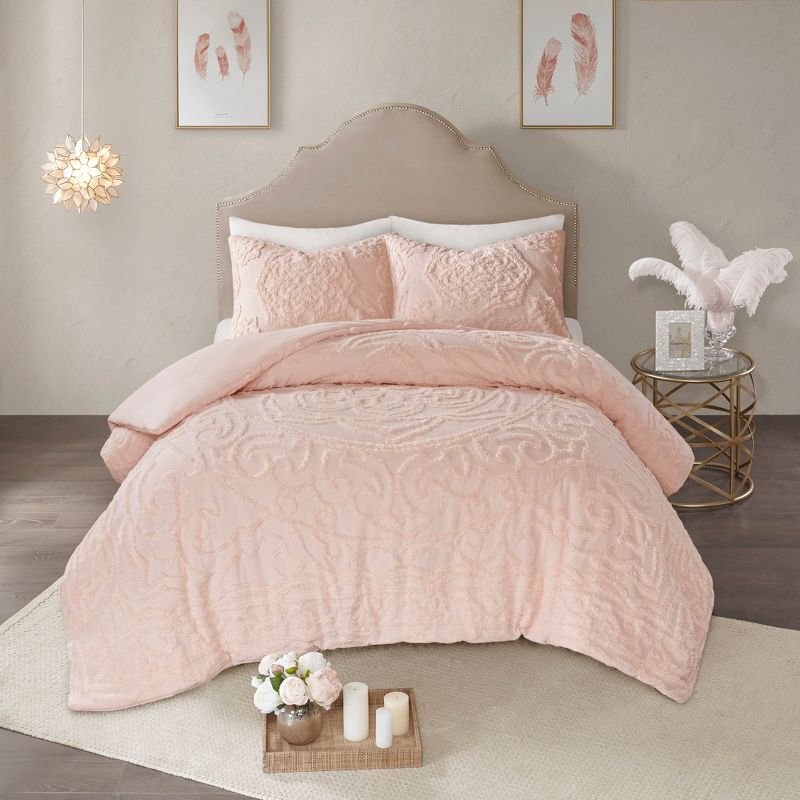 Cecily Tufted Cotton Chenille Medallion Duvet Cover Set, 4 of 11