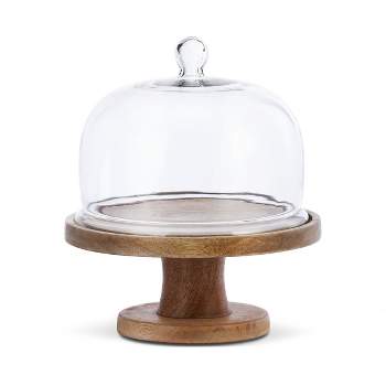 DEMDACO Cake Stand with Glass Cover Brown