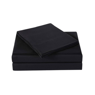 Full Everyday Microfiber Solid Sheet Set Black - Truly Soft