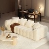 100.8"W Famapy Modern 4-Seat White Teddy Velvet Sofa with Solid Wood Base - 2 of 4