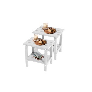 Decksplore 2-Tier HDPE Adirondack Side Table - Weatherproof Outdoor/Indoor Patio Side Table - 1 of 4