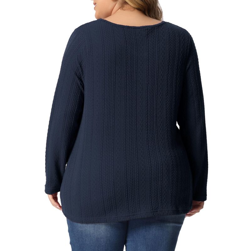 Agnes Orinda Women's Plus Size Knit Thin Fall Winter Trendy Crochet Comfy Pullover Blouse, 4 of 6