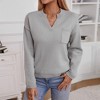 Women's Pullover Sweater V-Neck Long Sleeve Solid Color Knitted Sweater Soft Comfortable Casual Top - 2 of 4