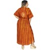 LA LEELA Women's Summer Batik Caftan House Dashiki Dress Kaftan Loungewear Nightshirts for Women Sleepwear Plus size 2X-3X Red, Stripe - 3 of 4