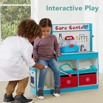 Kids Blue Wooden Doctor Playset with Accessories and Costume