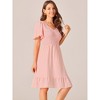 Seta T Women's Flowy Chiffon Summer Smocked V Neck Flutter Short Sleeve Ruffle Mini Dress - 2 of 4
