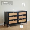 Angel Sar 47" 6 Drawer Rattan Dresser, Black Double Dresser with Gold Metal Handle, Boho Wood Dresser - 4 of 4