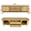 Rattan TV Stand for TVs up to 75'', Entertainment Center with Cabinet & Drawers, Media TV Console Table with Solid Wood Legs for Living Room Bedroom - 3 of 4