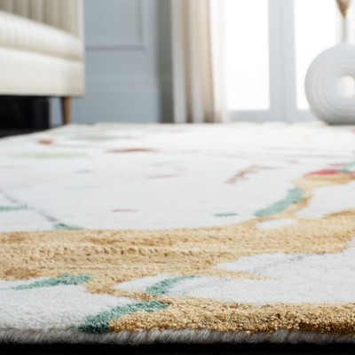 Ivory Multi Abstract Wool and Viscose 5' x 8' Area Rug