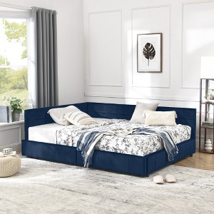 Full Size Storage Upholstered Tufted Bed Frame, Sofa Bed Frame with Comfortable Backrest and Armrests - 1 of 4
