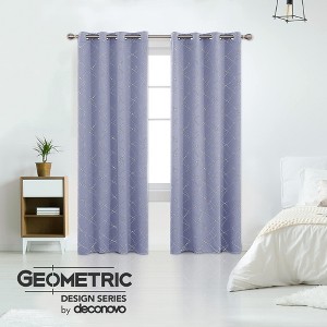Deconovo Geometric Print Light Filtering Curtain Panels (2 Panel, 52") - 1 of 4