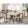 HomeStock 5-Piece Distressed Jacobean Finish Solid Wood Top Dining Table with 4-Upholstered Chairs - 2 of 4