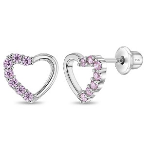 Girls' Two in One Heart Screw Back Sterling Silver Earrings - In Season Jewelry - 1 of 4