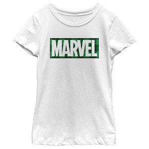 Girl's Marvel St. Patrick's Day Green Marvel Logo T-Shirt - 1 of 4