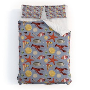 Deny Designs 3pc Full/Queen Julia Walck Nostalgic Seashore Duvet Cover and Pillow Sham Blue: 300 Thread Count, Woven Polyester - 1 of 4