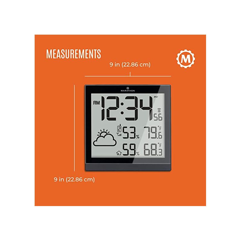 Marathon Atomic 10 Inch Weather Station And Clock With 3 Remote Sensors For Temperature & Humidity, 5 of 7
