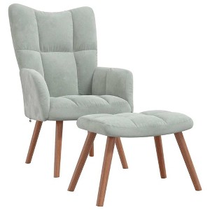 vidaXL Relaxing Chair - Light Gray With Footrest - 1 of 4