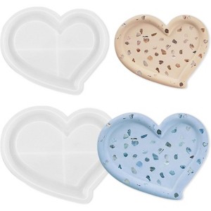 JDICTION 2 PCS Heart Resin Mold, Large Silicone Molds for Trinket Dish Candle Holder, Jewelry Plate Container Storage for DIY Art Craft Home Decor - 1 of 4