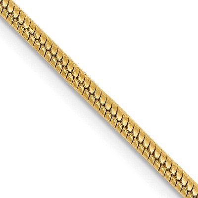 Black Bow Jewelry 1.8mm 14K Yellow Gold Solid Round Snake Chain Necklace