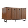 YOOCOZZ Modern Art Solid Wood Sideboard, Wave Relief Design, Walnut Texture Iron Legs - 2 of 4