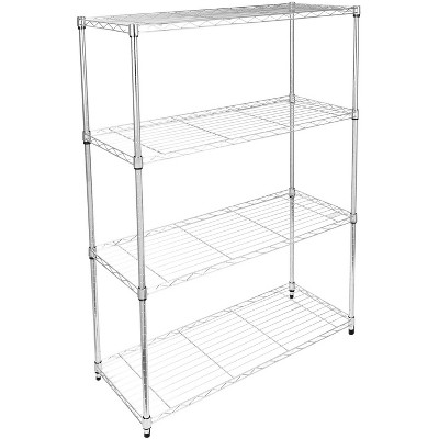 Vynxaria Chrome 4-Tier Utility Storage Shelves with Wheels, 36" L x 14" W x 54" H