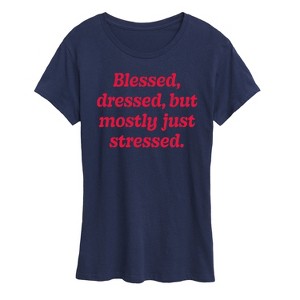 Women's - Instant Message - Mostly Just Stressed Short Sleeve Graphic T-Shirt - 1 of 4