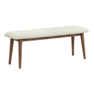Treasure Trove Accents Wellington Dining Bench: Linen Upholstered, Rubberwood Frame, Adjustable Levelers - 1 of 4