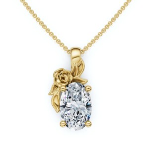 Pompeii3 1Ct Oval Diamond Pendant 14k Gold Lab Created Necklace - 1 of 2