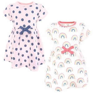 Touched by Nature Girls Organic Cotton Short-Sleeve Dress, Rainbows And Sunshine - 1 of 4