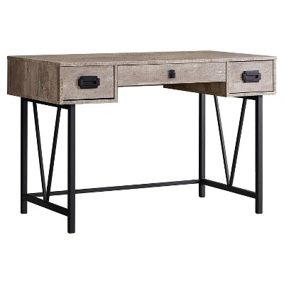 Monarch Specialties Computer Desk Home Office Laptop Storage Drawers 48InchL Work Metal Laminate Beige Black Transitional