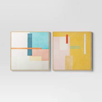 (Set of 2) 24" x 24" Color Blocks Framed Wall Canvases - Threshold™