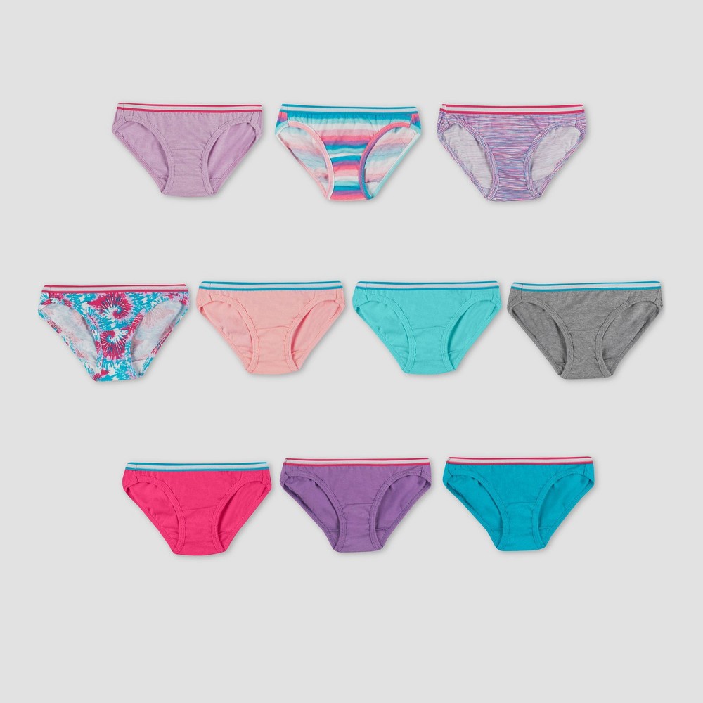 Hanes Girls' 10pk Sporty Bikini - Colors May Vary 8, One Color