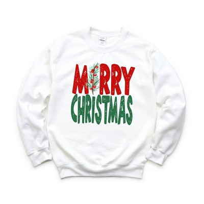 Simply Sage Market Women's Graphic Sweatshirt Red and Green Merry Christmas