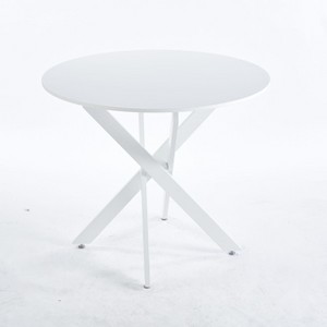 NicBex 35.43 Inch Round Dining Table with MDF Tabletop and Cross Metal Base for Living Dining Room,Conference Room - 1 of 4