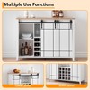 47.2” Farmhouse Wine Bar Cabinet with Sliding Door and 16-Bottle Wine Rack, Perfect for Dining and Living Spaces, Rustic Brown - 3 of 4