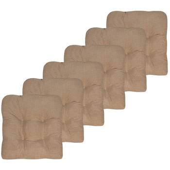 Gripper Non-Slip Faux Leather Tufted Chair Pad Set of 2 - Taupe