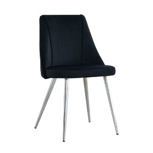 Set of 4 Modern Velvet Dining Chairs, Ergonomic Fabric Upholstered, Comfortable Thick Sponge, Chrome Metal Legs - 1 of 4