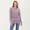 Anna-Kaci Women’s Striped Ribbed Knit Hoodie Top with Soft Textured Fabric Long Sleeves and Kangaroo Pocket Tunic-Length Design - 2 of 4