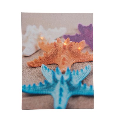 Beachcombers Light Up Led Fun Starfish Canvas Wall Plaque