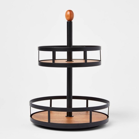 Wood 2 Tier Round Spice Rack Threshold