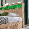 King Size Bed Frame with Headboard, Modern Wooden Platform Bed Frame with Lights & Charging Station & Drawers, No Box Spring Needed - 2 of 4