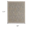 Gray and Ivory Wool Oriental Hand Knotted Area Rug With Fringe - 3 of 4