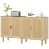 HOMCOM Bohemian Sideboard, Buffet Cabinet with Rattan Doors, Coffee Bar Cabinet with Shelves for Living Room, Hallway - 4 of 4