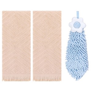 REGALWOVEN 3 Pcs Bathroom Soft and Absorbent Decorative Hand Towel - 1 of 4