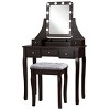 Tangkula Detachable Vanity Table Set Makeup Table with Mirror &Cushioned Stool WhiteBlackBrown - 4 of 4