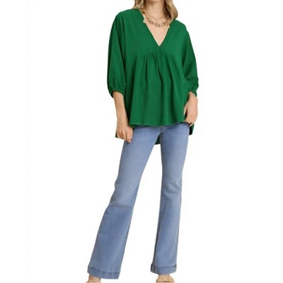 Women's V-neck Babydoll Top - umgee